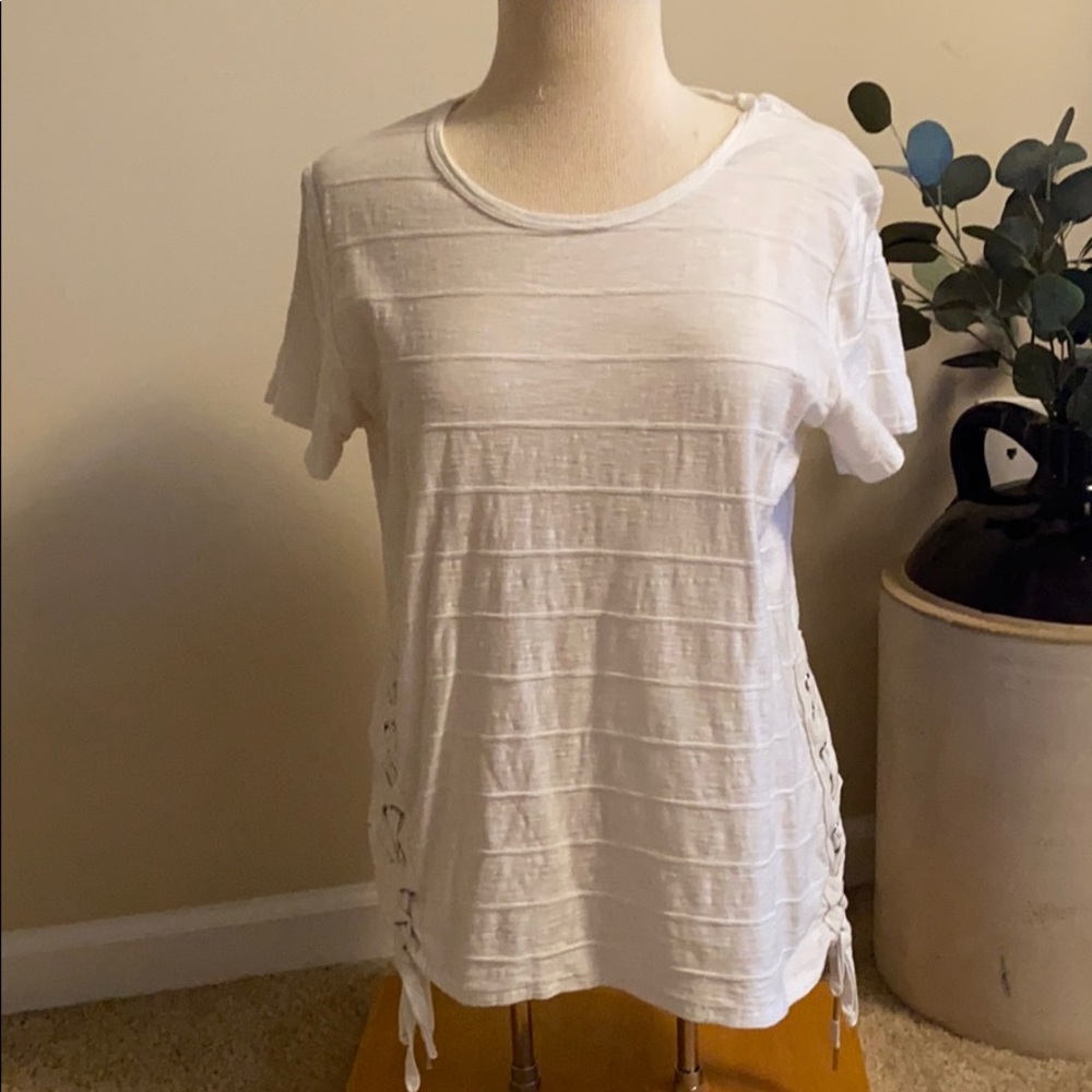 She + Sky White Tie Up Top Size Small